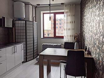 Kitchen, though still unfinished, was designed to remind of Japan rather than China while maintaining overall functional and minimalistic look.